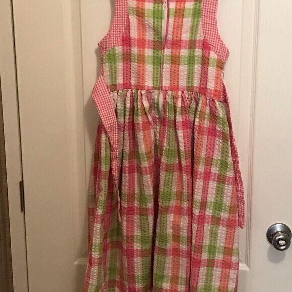Bonnie Jean Pink Green Seersucker Dress Size 14 - Picture 10 of 12